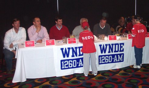 Reds Caravan 2006: Indianapolis: Chris Denorfia, Dave Williams, Phil Castellini, Marty Brennaman, Jerry Narron, Lee May, and Steve Stewart