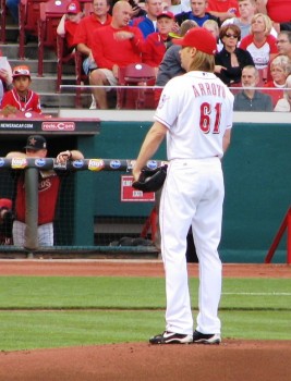 Arroyo about to pitch. (Photo RHM/Jon Cross)