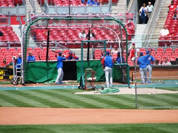 Cubs batting practice before the game