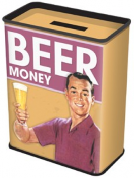 Just think how good all your beer money will look in this fine money box. Just £4, imported!