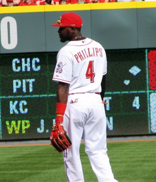 Phillips walks to his position.