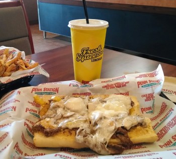 A philly cheesesteak sub and lemonade at regular price.