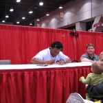 Johnny Cueto signing autographs for kids