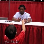 Johnny Cueto interacting with kids