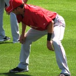 Paul Janish stretching before the game