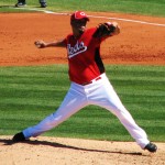 Cordero in the middle of throwing a pitch Cordero in the middle of throwing a pitch