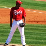 Fisher stands on the mound, ready to pitch Fisher stands on the mound, ready to pitch