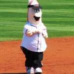 Full body shot of the weird Goodyear mascot Full body shot of the weird Goodyear mascot