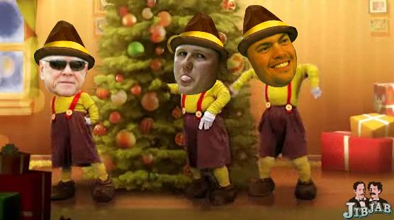 Walt Jocketty and the new guys in a holiday dance number