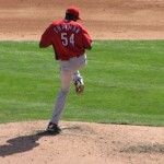 Aroldis Chapman about to throw. Fast