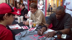 Dusty Baker signing an autograph at Reds Caravan 2012. Photo: Jon Cross