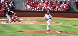 Johnny Cueto's first pitch of the 2012 season.