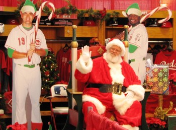 Also in the expanded kids' section was the opportunity to have your picture taken with Santa and Joey Votto and Brandon Phillips dressed as elves.