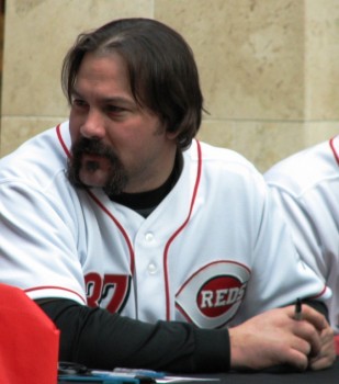 Corky Miller, a fan-favorite, shows off his excellent facial hair-growing skills.