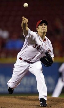 Homer Bailey pitches during an excellent outing April 16  (AP Photo/Al Behrman)