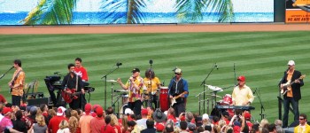 The Beach Boys perform after the game