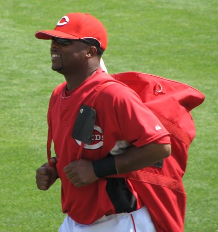 Norris Hopper jogging out to start stretching