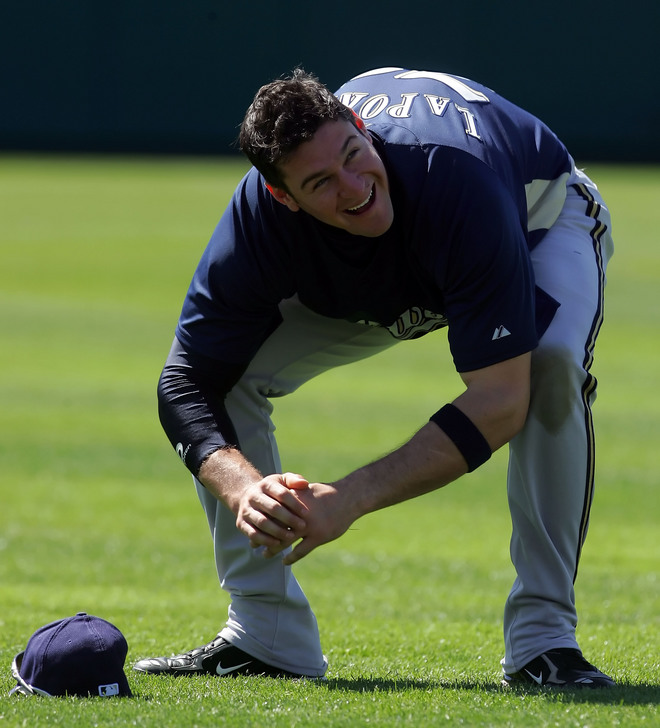 Brewer Matt LaPorta stretching