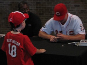 Jay Bruce autographing at Reds Heads