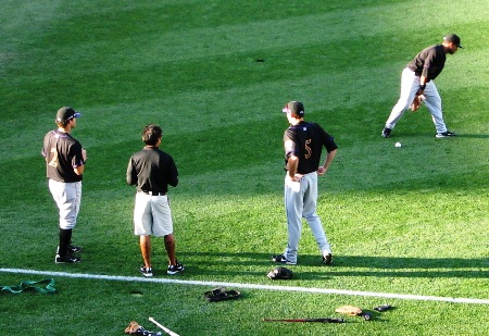 The Bats doing their pregame stretching The Bats doing their pregame stretching