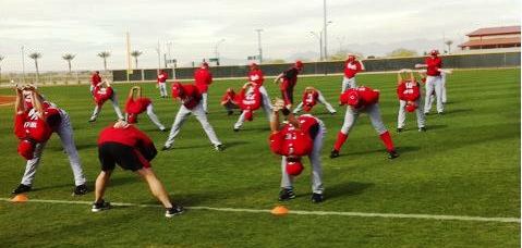 Reds pitchers stretching