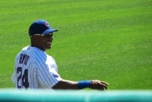 Byrd smiles to the fans on the berm