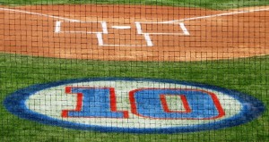 Santo's number behind home plate